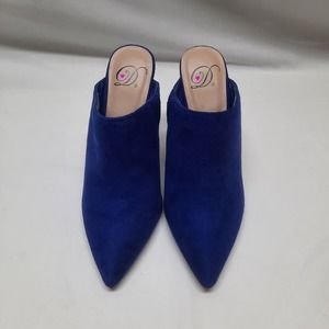 NWOB Diva Katina Stiletto Heel Royal Blue Faux Suede Slip on Mule 6.5